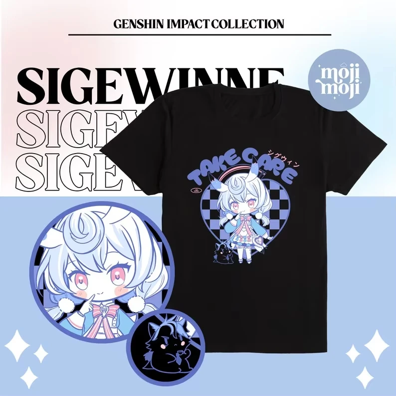 Camiseta Genshin Sigewinne Gamer, camiseta de algodón Sigewinne Fan Merch Gaming Fontaine genshin Unisex ﻿ ﻿ ﻿ ﻿ ﻿ ﻿