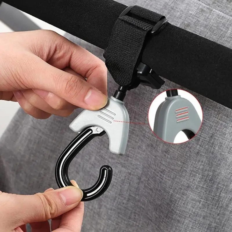Q22D Baby Roller Hooks para bolsas colgantes Organizador bolsas pañales 360 ganchos giratorios silla ruedas accesorios
