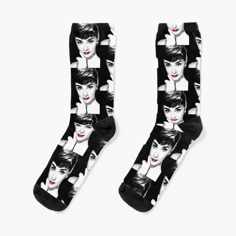 

Audrey Hepburn Lips Socks luxury Hiking boots new year Running Socks For Man Women's