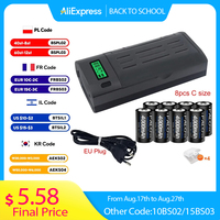 PALO 1.2V C Size Rechargeable Battery 4000mAh Ni-MH Type C R14 Batteri For Gas Cooker Car Toy Flashlight Radio+ Smart Charger