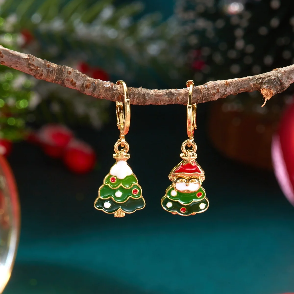 Weihnachten Urlaub Asymmetrische Ohrringe Emaille Stern Santa Claus Weihnachten Baum Tropfen Baumeln Ohrring Für Frauen Männer Party Schmuck Geschenk