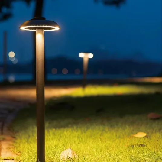 

Starlit Warm White LED Lawn Light with Columnar Mushroom Design Rating for Garden Aluminum Source