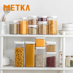 4PCS Cereal Storage Container Set Food Sealed Jar Transparent Airtight Containers Set Stackbale Kitchen Refrigerator Organizer