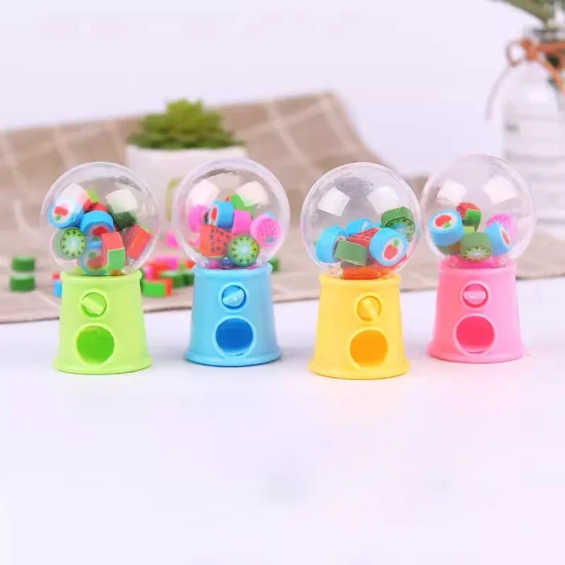 12pcs Kawaii Gashapon Machine Mini Erasers Cute Rubber Pencil Erasers Stationery Kid Toys Gift Correction Tool Office Supplies