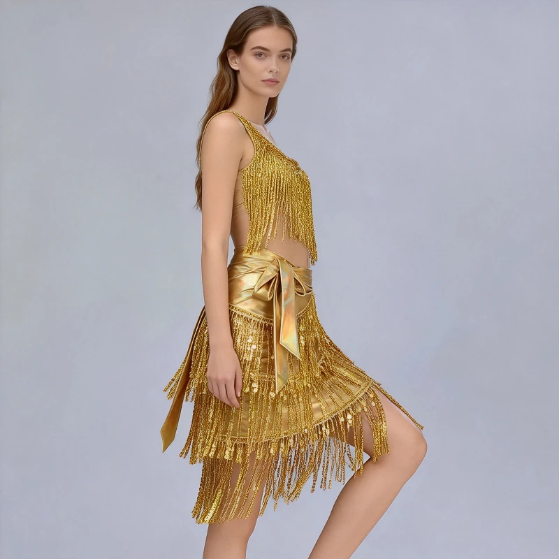 New Latin Dance Waist Chain Shake Towel Dance Sequined Fringed Hip Towel Belly Dance Fringed Towel Skirt Patent Leather