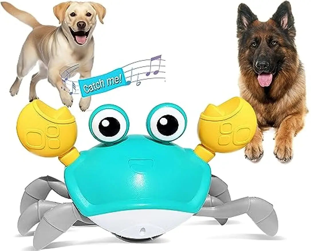 

Crawling Crab Dog Toys Cat Toy with Obstacle Avoidance Sensor Interactive Dog Toys with Music Sounds Lights for Dogs Cats Pets