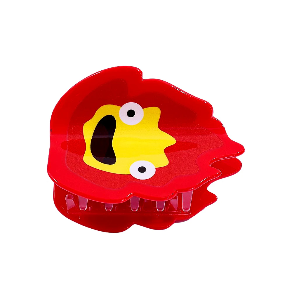 Cute Cartoon Fire Demon Acrylic Hair Claw Clip, Red Flame Shark Jaw Hair Clips Anime Fans Hair Accessories Gift for Women Girls - view 3