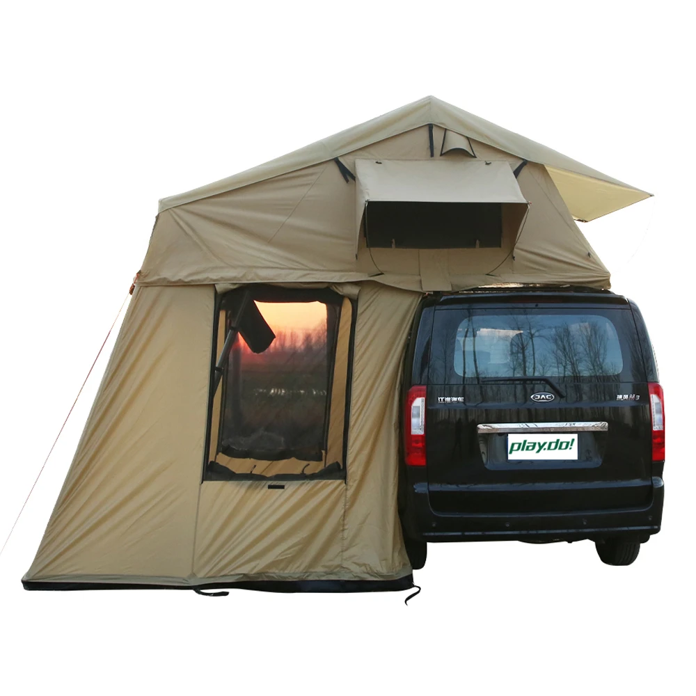 

Hot Selling Camping Travel Auto Khaki 3-4 Person Car 4*4 Aluminum Roof Top Tent