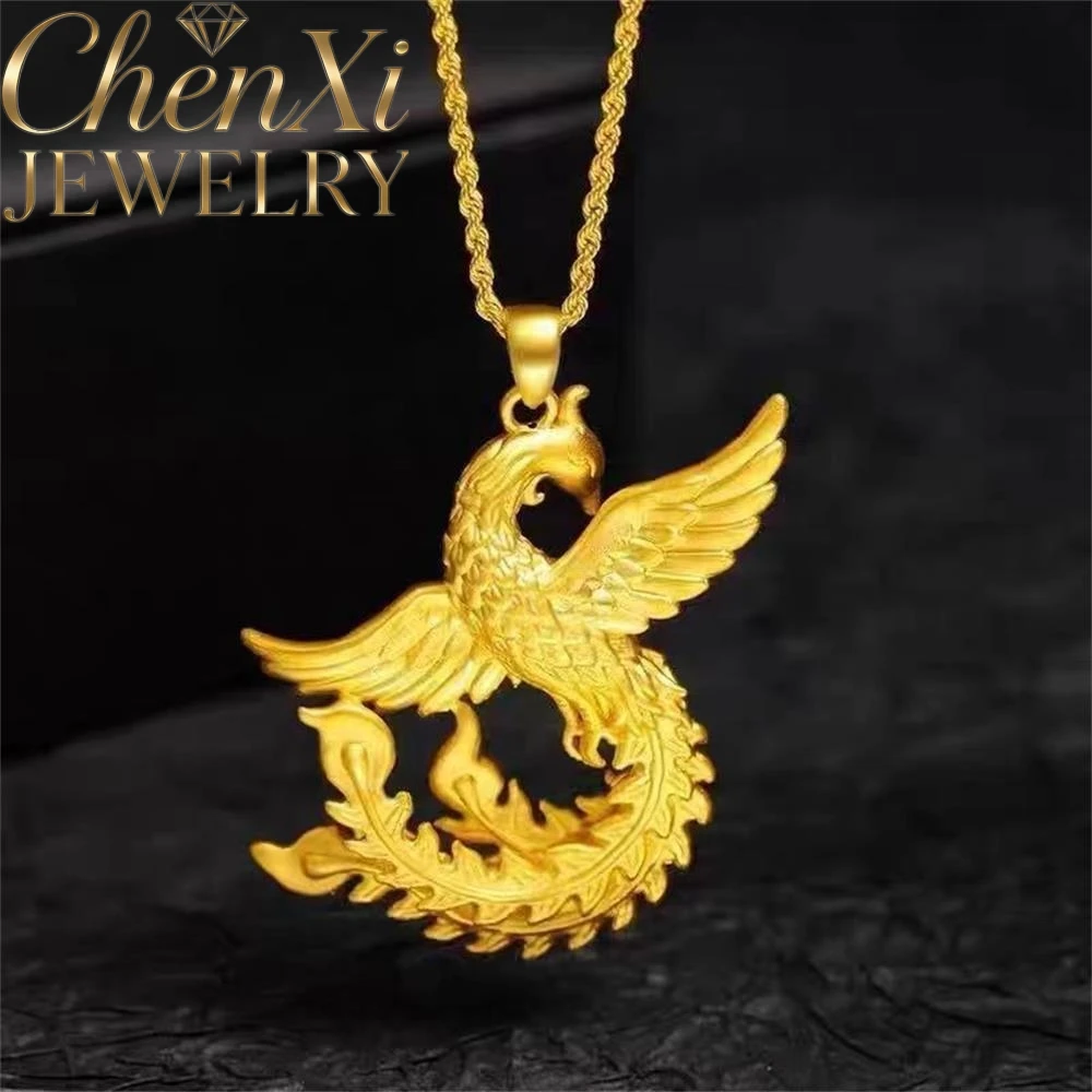 

High-End Sand Gold Three-Dimensional Phoenix Pendant Luxury Quality Fashion Fine Jewelry Exquisite Elegant Popular Charms Gift