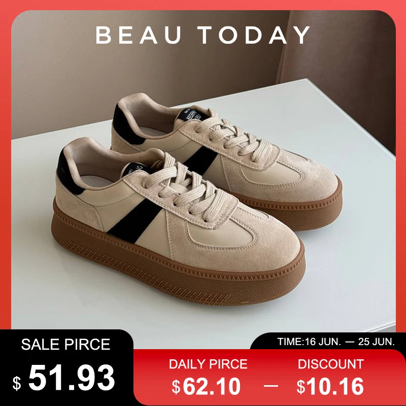 BEAUTODAY модные кроссовки женские дышащие из свиной кожи разноцветные стильные женские туфли на шнуровке с круглым носком ручной работы 29864