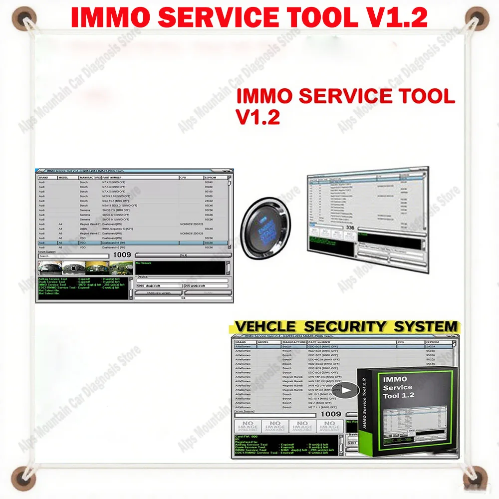 

Newest IMMO Service Tool V1.2 Car Repair Software with IMMO Key PIN Code Calculator BSI VDO Dashboard for Vehicle Electronics