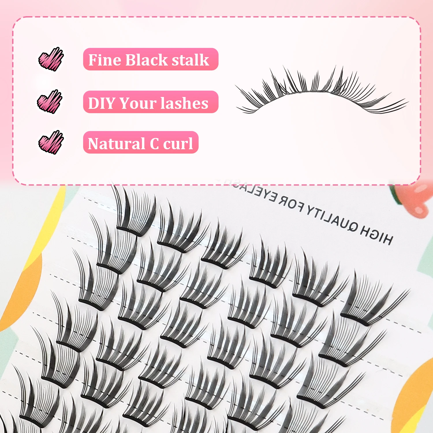 60 Clusters of Natural Eyelash Clusters with a Comic-Like Feel, Thin False Eyelashes That Naturally Enhance the Eyes, Create a Daily Photogenic Look, DIY Eyelash Clusters That Are Comfortable, Lightweight, and Beginner-Friendly