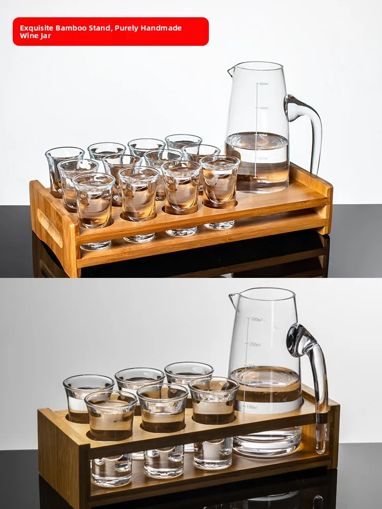 YISOMA Crystal Glass White Wine Cup Set Bullet Cup 12 Pieces 6 Set Chinese Style Hard Liquor Cup Small Pouring Pot view 5