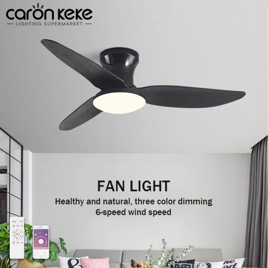 

LED Ceiling Fan Light Intelligent APP Modern Simple Low Floor Strong Wind AC110/220V Remote Control Dimmable Household Fans