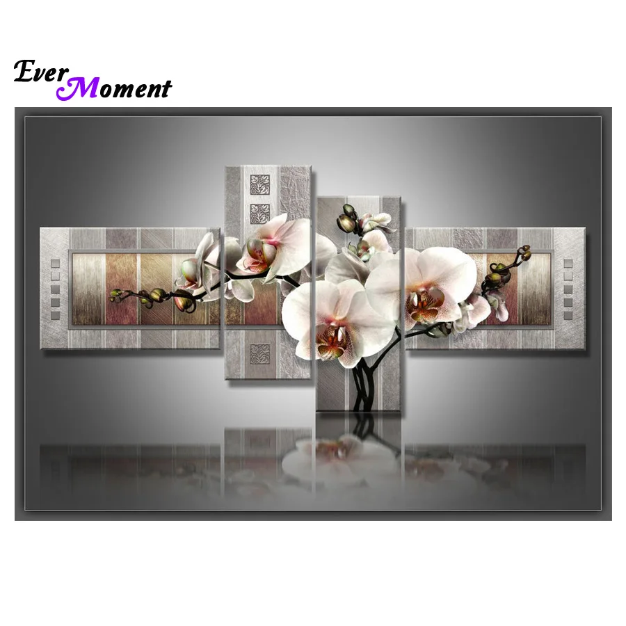 4 pcs set diy diamond painting cross stitch Orchid home decoration sqaure drill full diamond embroidery Wall decoration ASF172