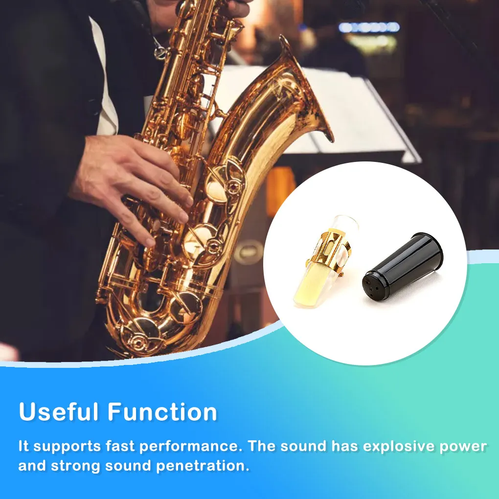 Set Saxophone Mouthpiece Plastic Buckle Metal Clip Caps Gold-Color Woodwind Instrument Replacement Students Adults
