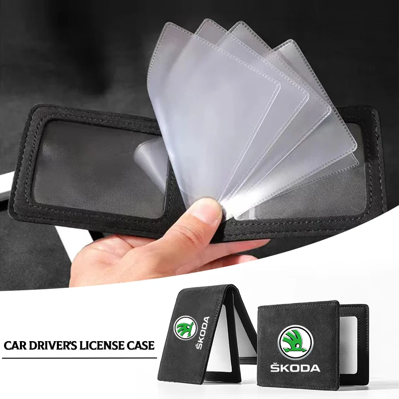 PU Driver License Holder Leather Cover Car Driving Cover Business ID Pass for Skoda Octavia KAMIQ SUPERB RAPID KAROQ FABIA YETI