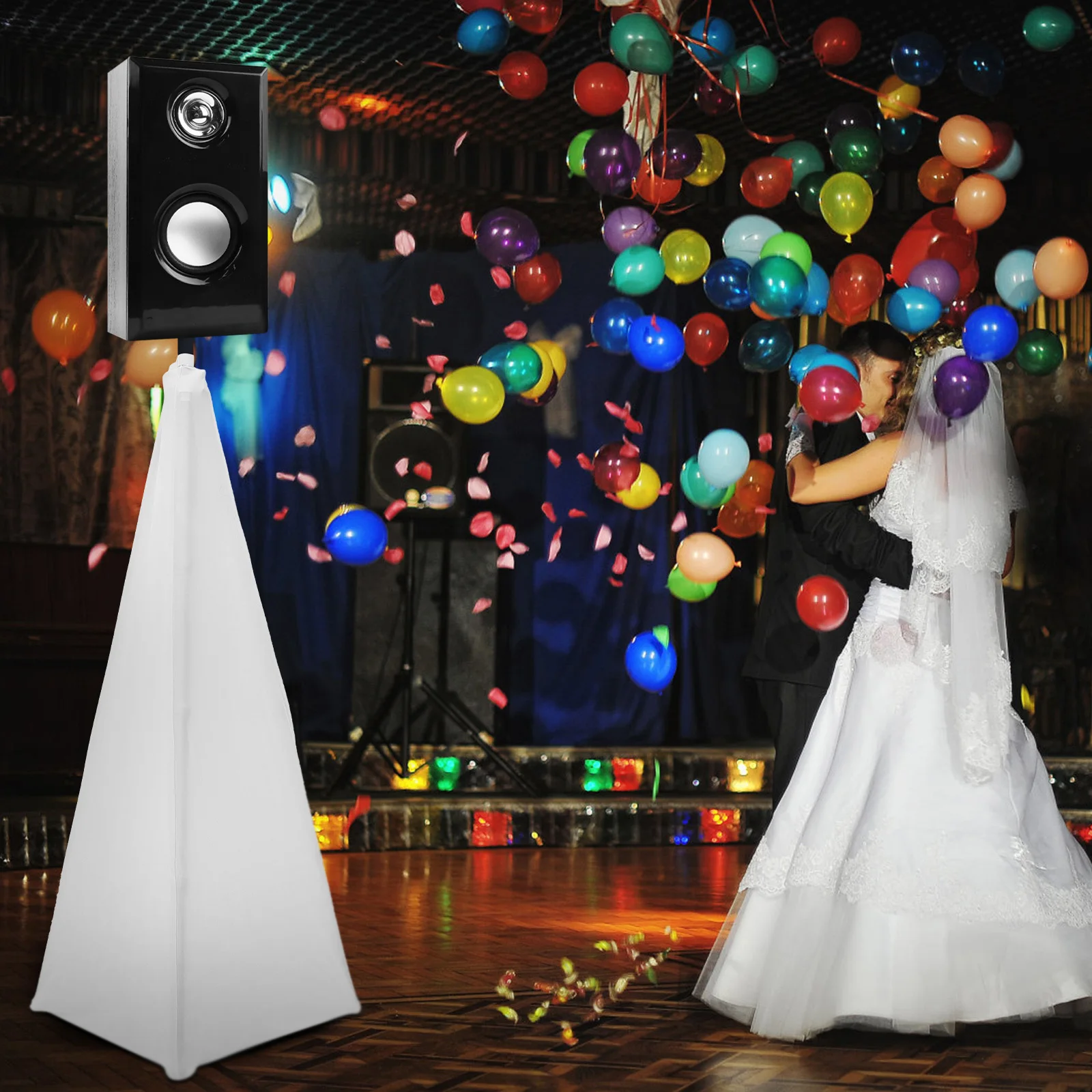 

2Pcs Speaker Stand Cover Polyester Elastic Foldable Protective Sleeve for Speaker Tripod Stage Use Banquets Concerts