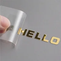 100 Uds. Pegatina de transferencia personalizada 3D, pegatina de transferencia dorada y plateada brillante, logotipo de la empresa de marca, pegatinas de transferencia personalizadas para boda