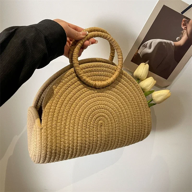 Casual Straw Braid Hobos Hand Bags Solid Large Capacity Grace Temperament Bags for Women 2024 Fashion Hot Sale in Summer