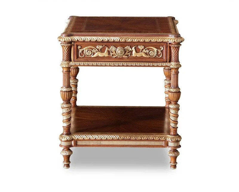 British style solid wood sofa side table, coffee table phone living room sofa cabinet, side cabinet rack