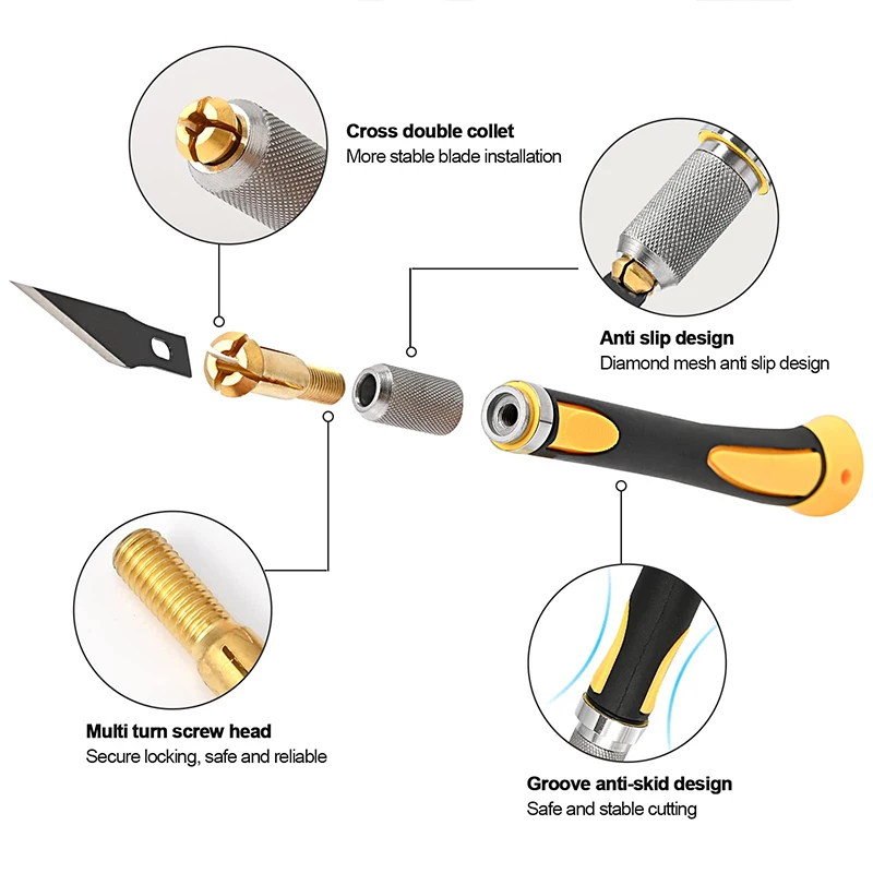 Precision Craft Scalpel Set - Includes 10 Rust-Proof Blades for DIY Art, Engraving Sculpture and Hobby Use