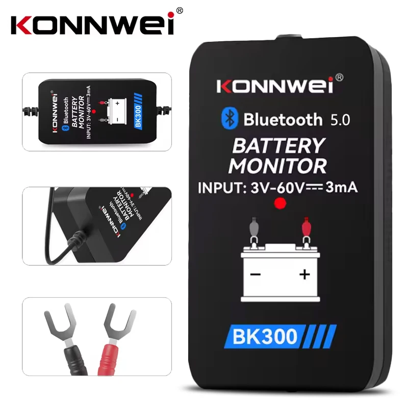 KONNWEI BK300 Bluetooth 5.0 Autobatteriemonitor 6V 12V 24V Batterietester Wellenformmonitor Lade Anlassen Testwerkzeug mit App