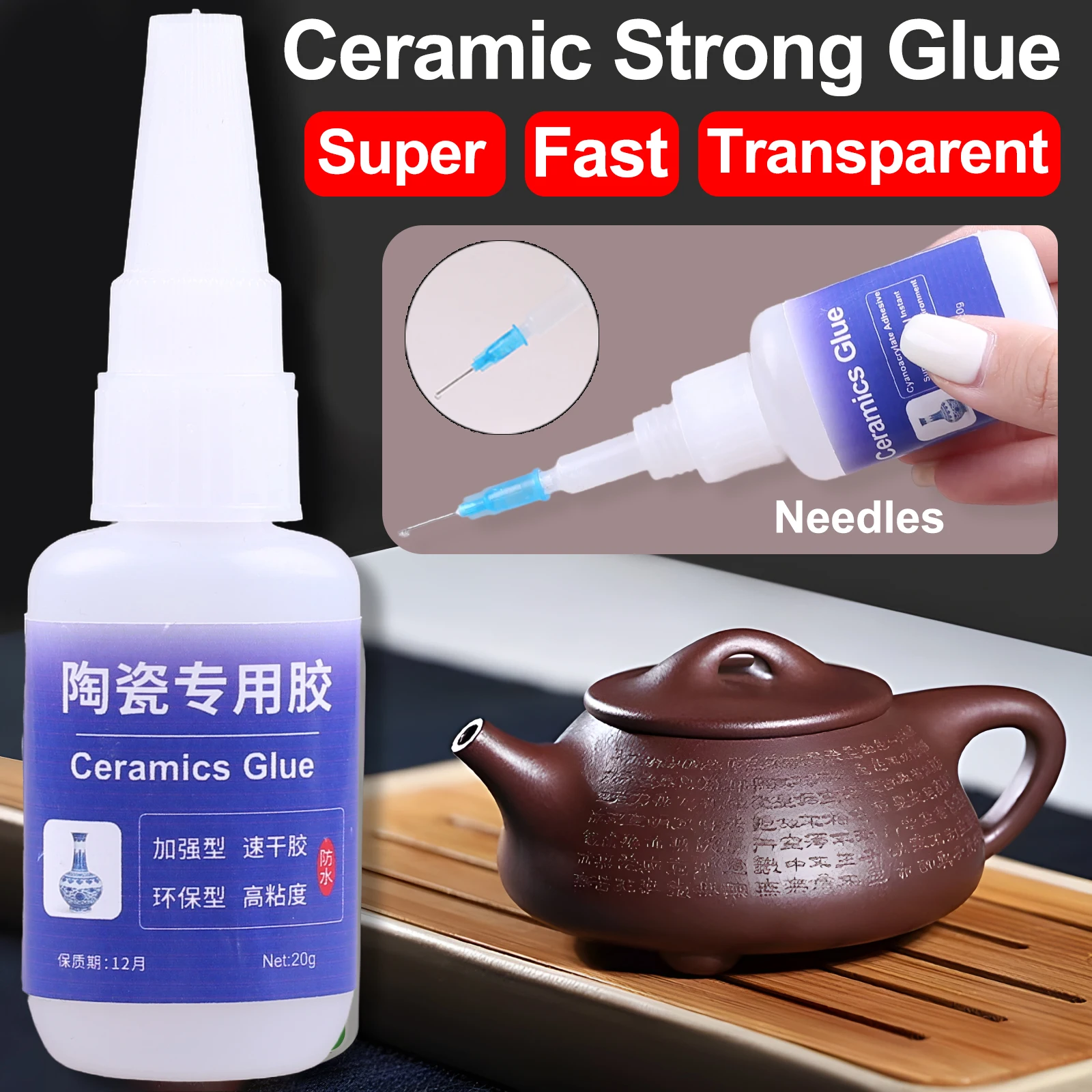 Transparent Super Extra Strong Glue Ceramic Tile Porcelain Seconds Instant Adhesive Cyanoacrylate 502 Craft Wood Precision Tips