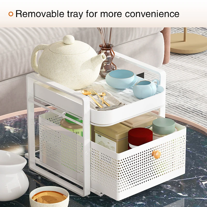 Pull-Out Cup Rack Storage Rack Water Cup Teacup Glass Cup Storage Table Double Tray Household Drain