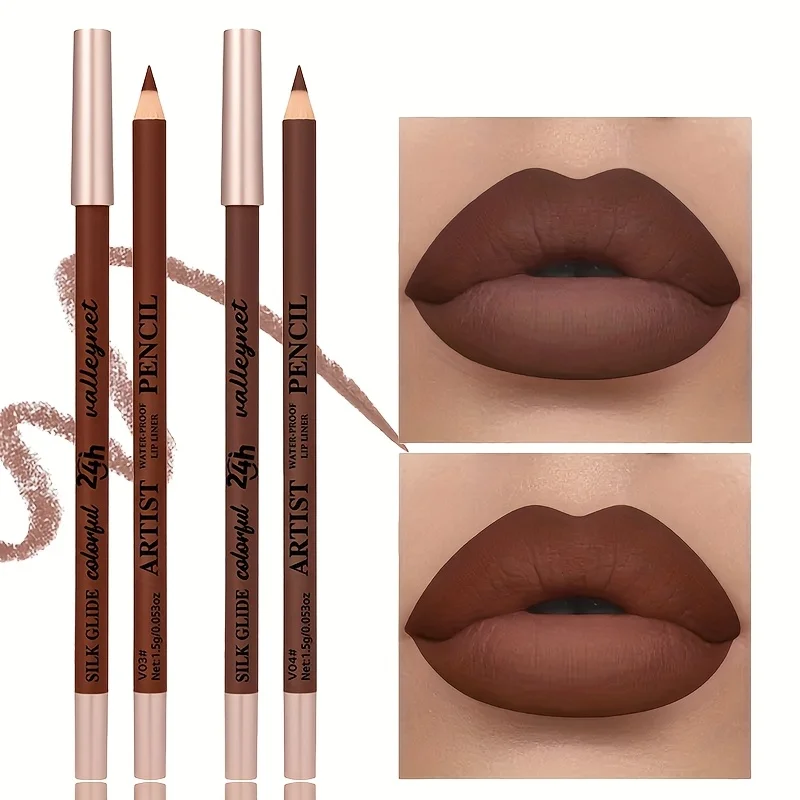 2pcs/Set Velvet Lip Liner Set & Eyeliner Set Long-Lasting Matte Waterproof Lipstick 2-in-1 Eyeshadow & Lip Liner