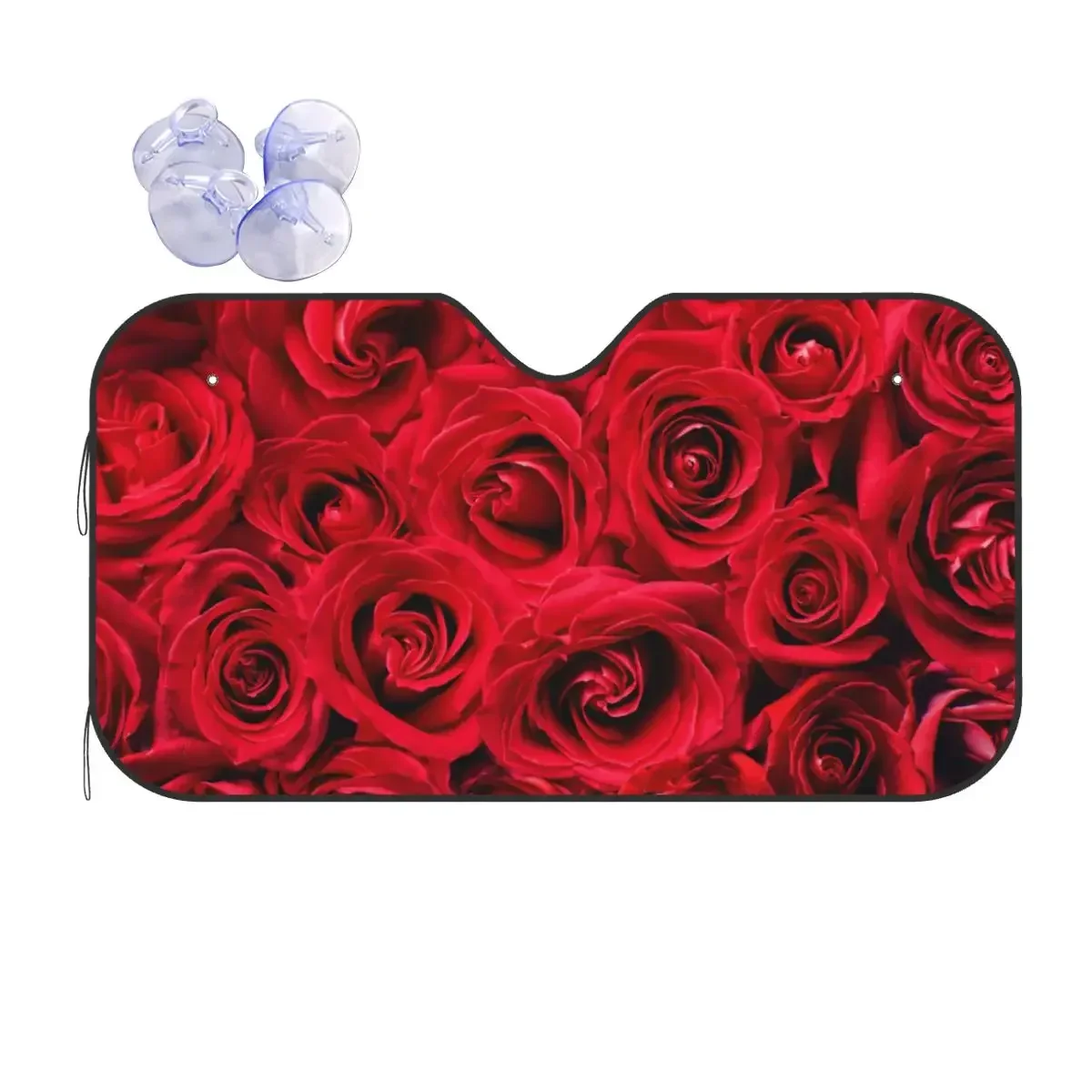 Natural Red Roses Sunshade Windscreen Rose Flower Foldable Car Front Window Visor 76x140cm Sunshade Visor UV Protector