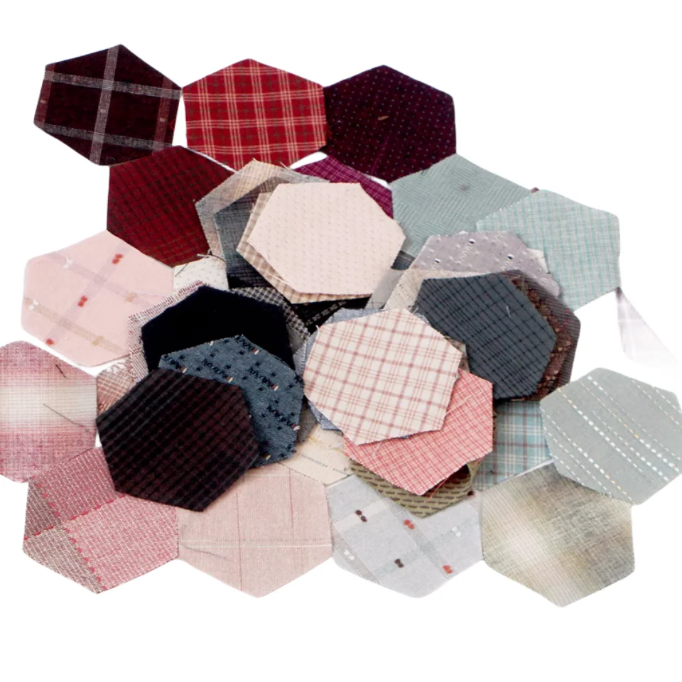 DIY Quilten japanische Stoffe 3,8 cm Sechseck Form Garn gefärbte Stoff Patchwork Stoff gemischtes Design 50 stücke