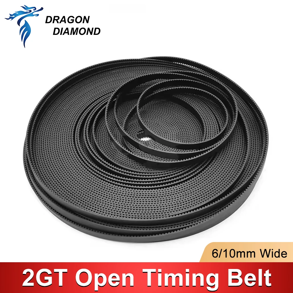 

10M 2GT PU Open Belt 6mm 10mm Timing Transmission Belt for 3D Printers CO2 Laser Engraving Cutting Machine