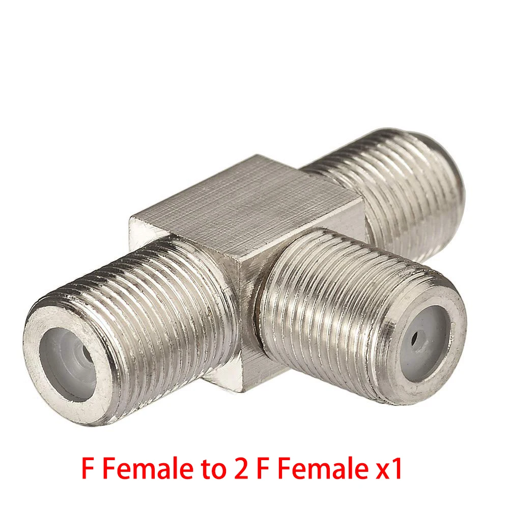 1Piece F Male Female Plug to 2 F female RF Coaxial Adapter TV Cable Connector 3 way T Type Splitter for TV Antenna Cable