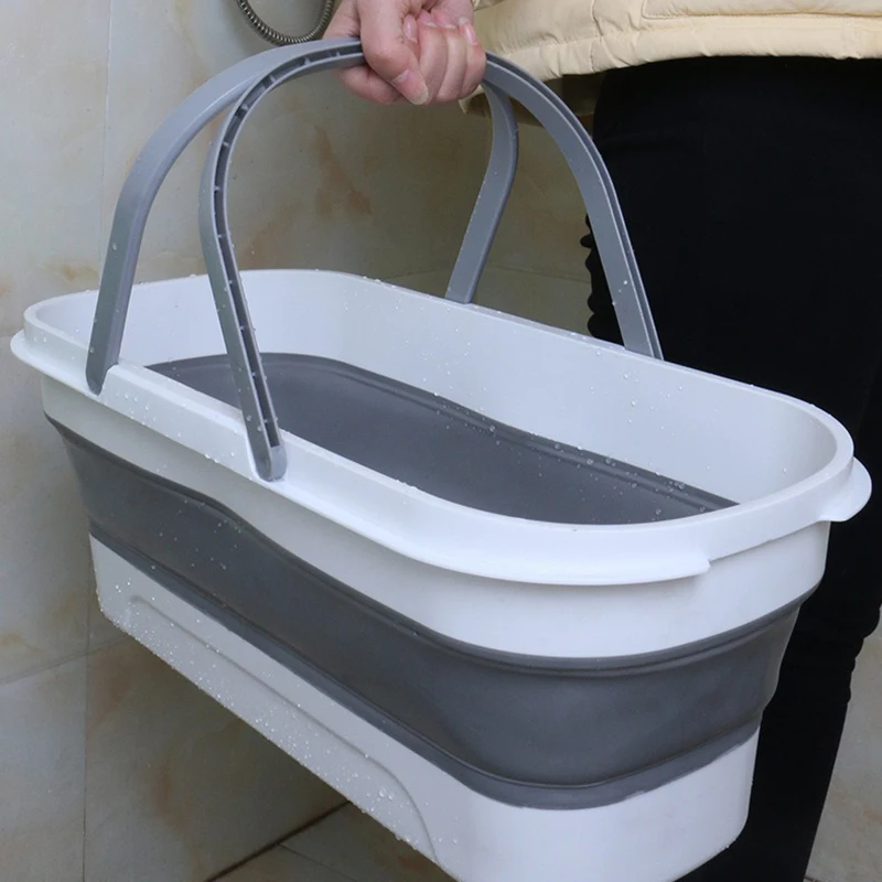 Portable Mop Bucket Foldable Laundry Basket With Wheel Folding Water Basin Household Item For Washing Fishing Camping Basin