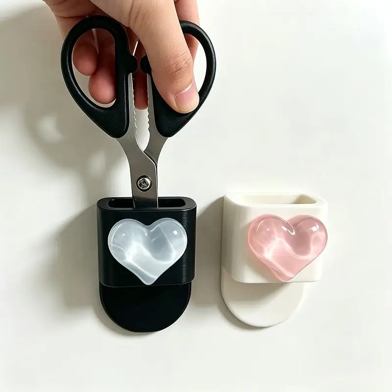 1/2/4Pcs Sewing Machine Scissor With Heart Pattern Storage Box Adhesive Backing Versatile For Storing Scissors, Tweezers