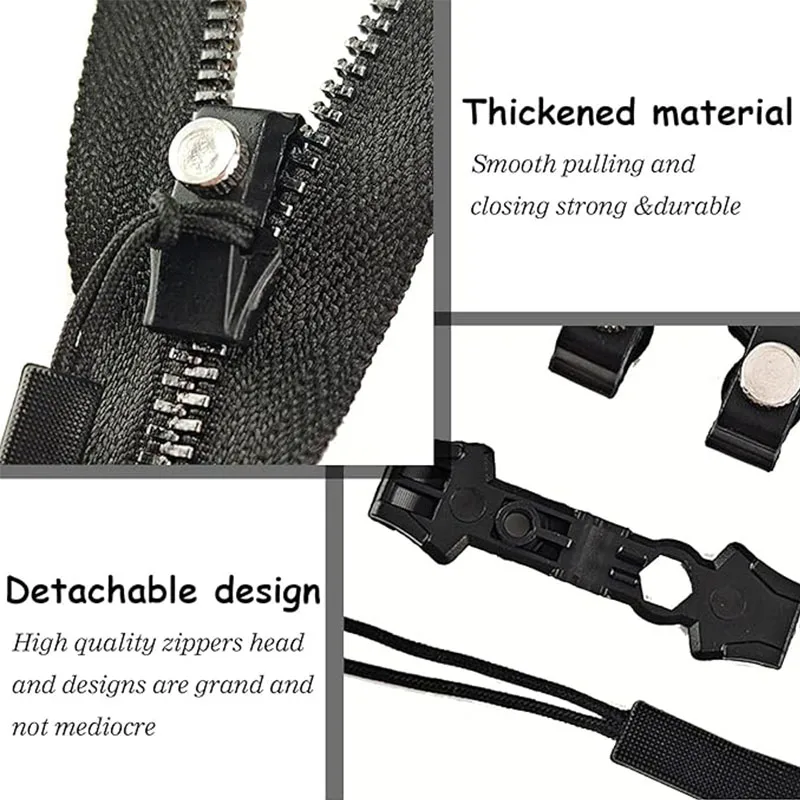 Universal Zipper Repair Kit Instant Detachable Zipper Head Replacement Zipper Slider Pull For Jacket Bags Luggage