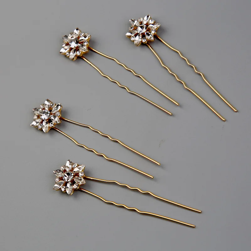 Bridal Rhinestone Hairpin Crown Tiara Wedding Hair Plug Accessories Wedding Jewelry Bride Hairpin Comb Fork