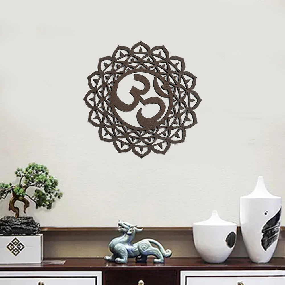 Wooden Mandala Wall Art Sculpture Hanging Om Symbol Board Spiritual Yoga Meditation Mat Coaster Home Decor Nordic Room Aesthetic