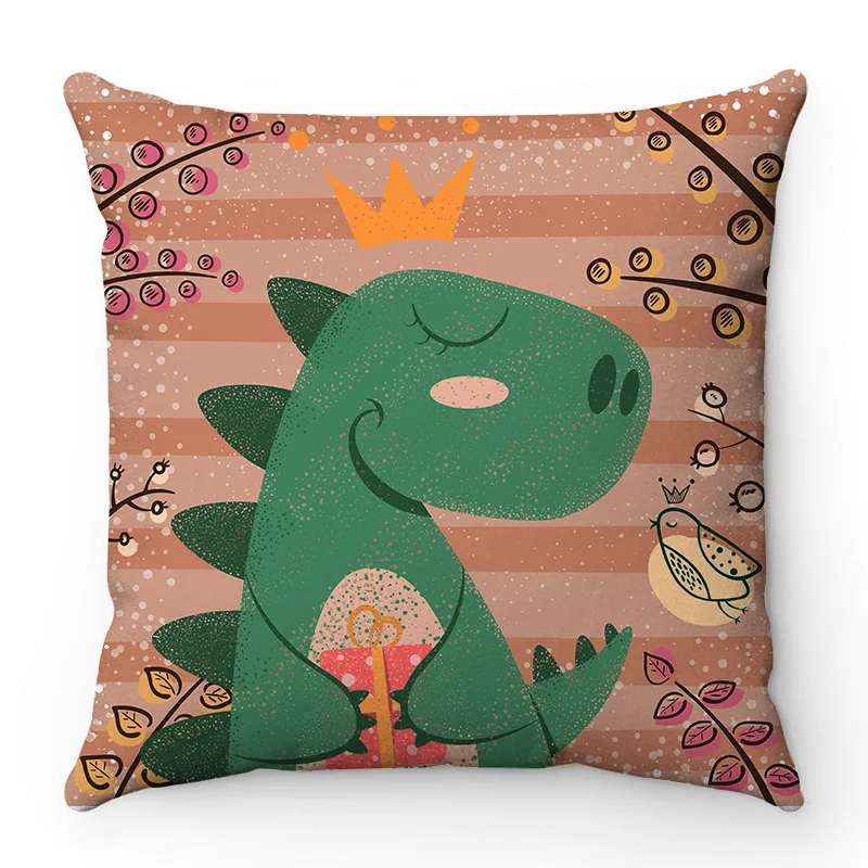 Home Room Gift Sofa Bed Chair Pillowcase Cartoon Dinosaur  Cute  Square