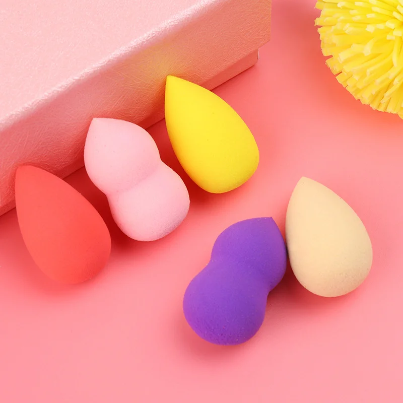 2Pcs Mini Beauty Egg Gourd Water Drop Puff Makeup Puff Set Colorful Cushion Cosmetic Sponge Tool Wet and Dry Use Accessories