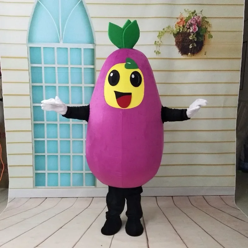 2024 New Eggplant and Chili Mascot Cartoon Doll Costume for Adult Men Women Performance Funny Walking Doll Clothing