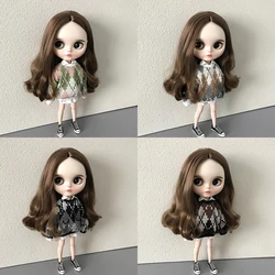 New Arrival Blythe Doll Clothes Fashion Rhombus Sweater Shirt and Shorts for Blyth Ob24 1/6 BJD Azone Licca 30cm Dolls Outfits