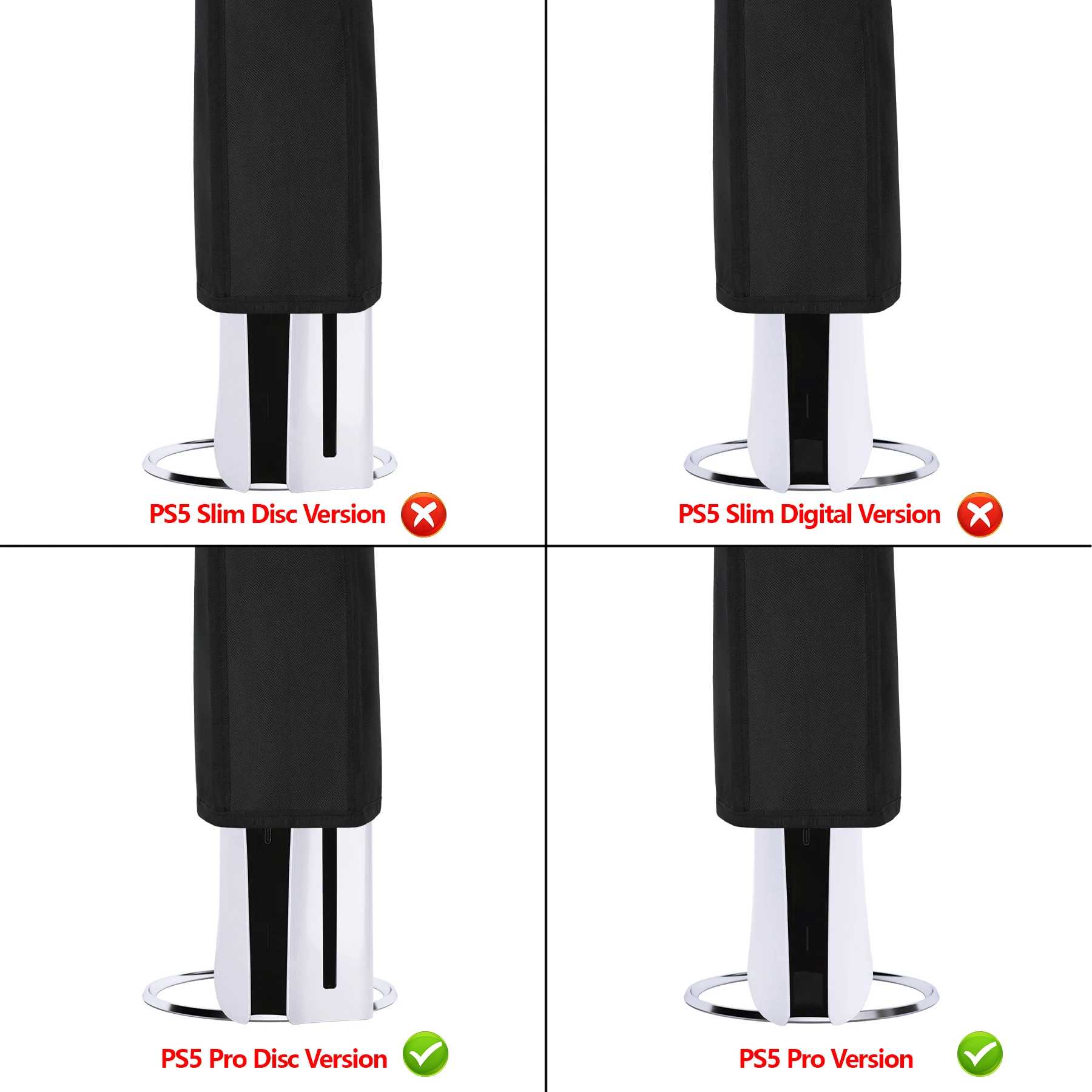 PS5 Pro 콘솔 디스크 및 디지털 에디션용 PlayVital 먼지 커버 액세서리, 나일론 먼지 보호 장치-스크래치 방지 | 방수 | 검은색