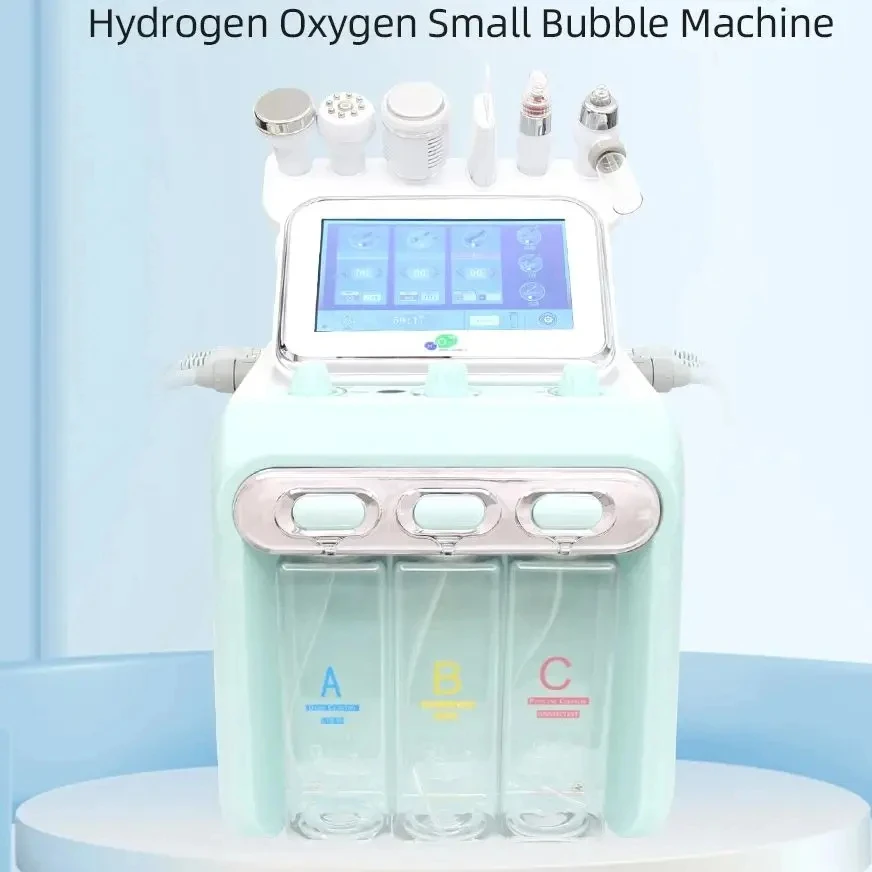 تحديث 6 في 1 الهيدروجين الأكسجين فقاعة صغيرة جهاز تجميل الوجه مدلك أداة العناية بالبشرة أداة الجمال جهاز Lumi سبا