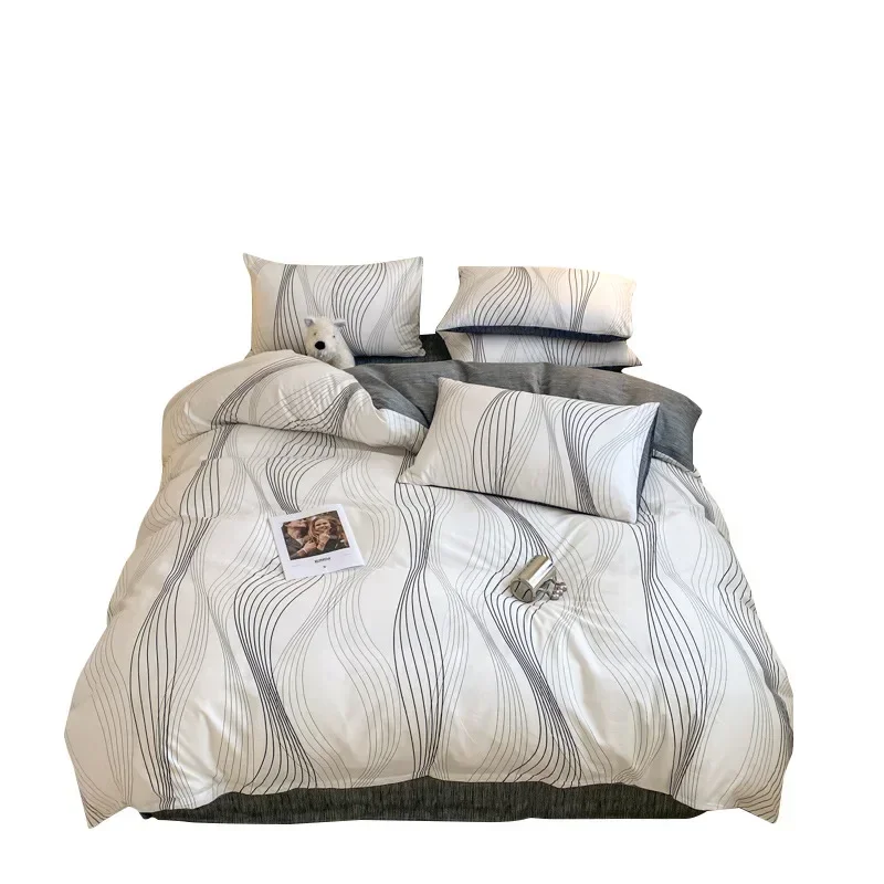 Luxury ins simple cotton bed set of four 100 cotton Nordic wind set quilt cover sheets