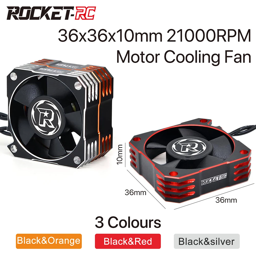 Metalowy wentylator chłodzący silnik Rocket 35 mm 8,5 V/21000 obr./min Wentylator chłodzący rozpraszający ciepło do 1/10 1/12 1/8 RC Car Sensored