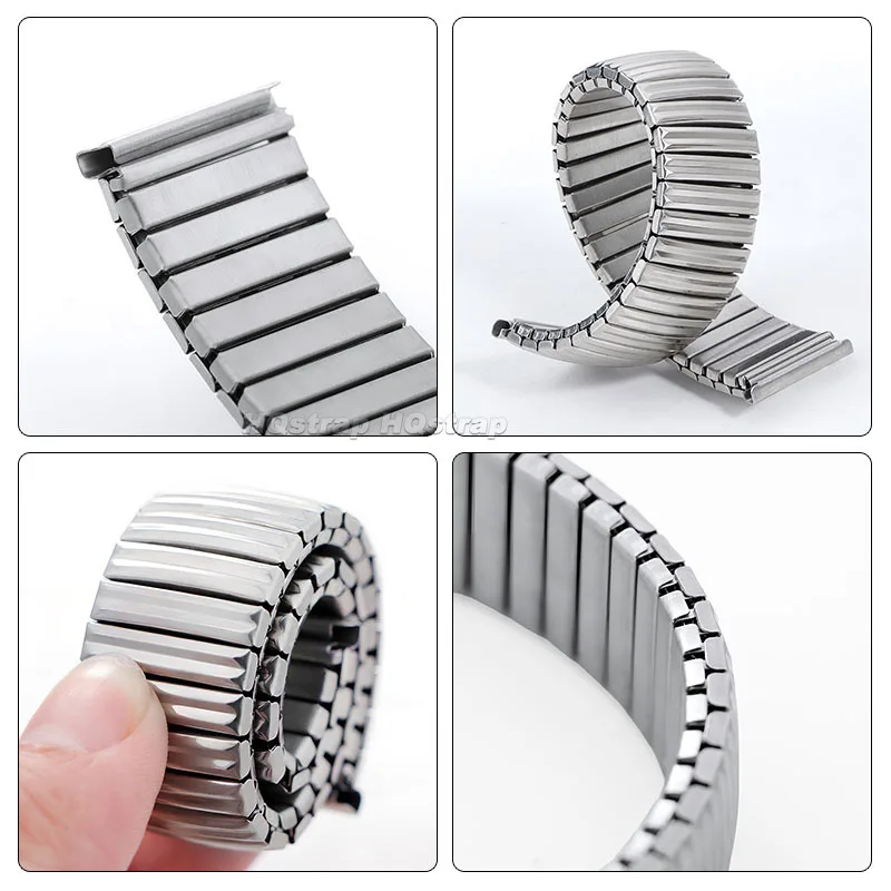 탄성 금속 스트랩 12mm 14mm 16mm 18mm 20mm 스테인레스 스틸 확장 시계 밴드 스포츠 교체 스트레치 팔찌 액세서리