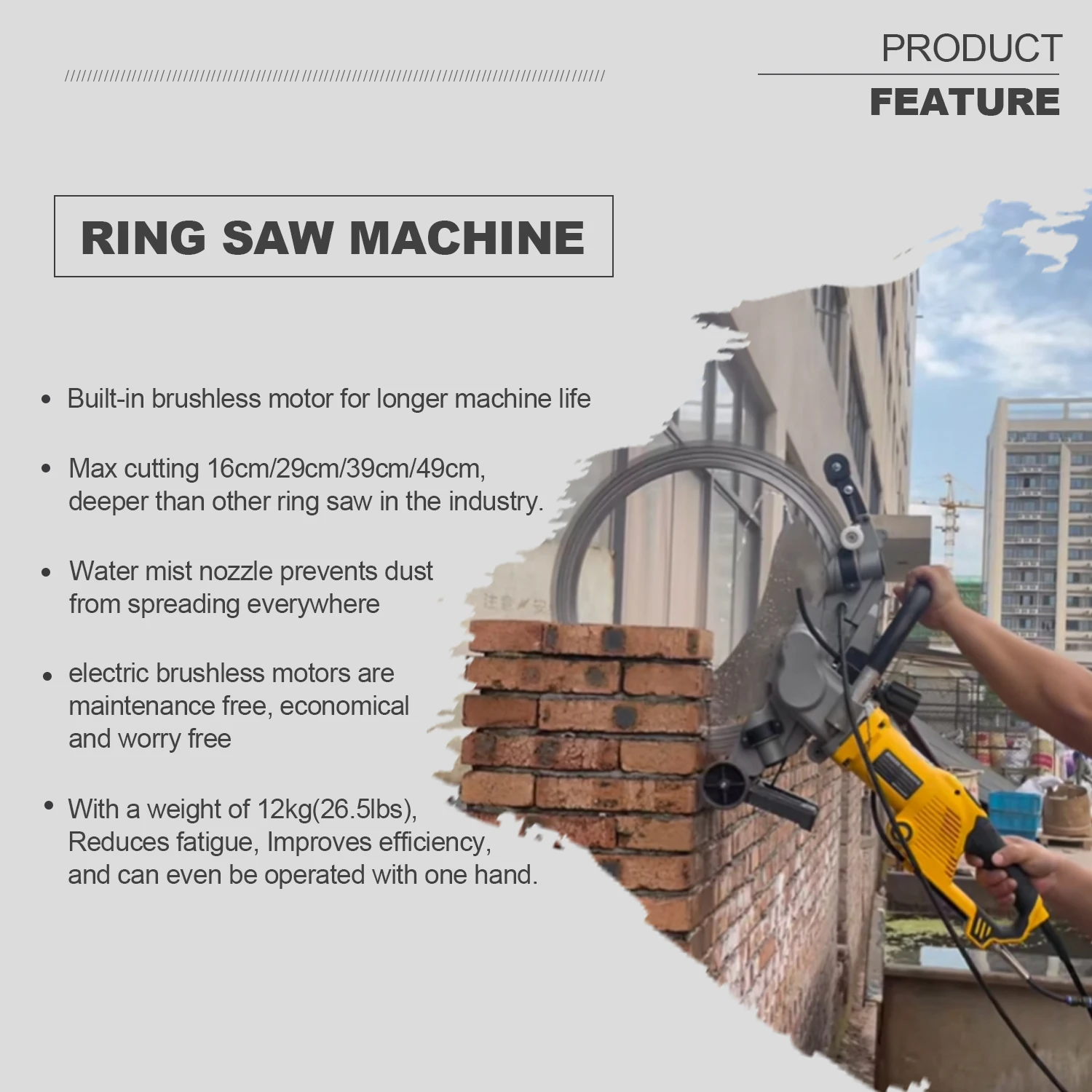 220V High Frequency Electric Ring Saw Machine 300mm Saw Blade Industrial/DIY Engine Motor for Concrete Wall Power Cutters