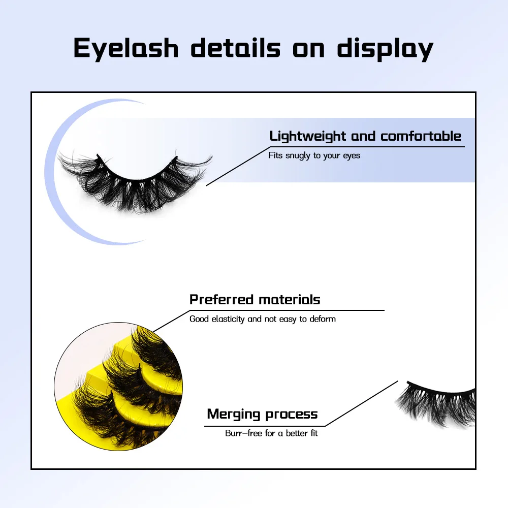 10 pairs of thick false eyelashes, natural lengthening of false eyelashes, black stems, whole 6D lightweight lashes, dramatic im